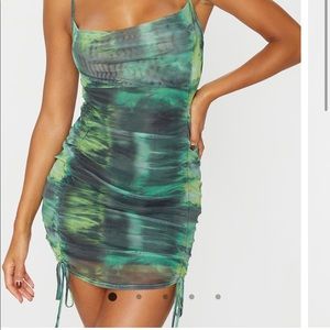 NWT Pretty Little Thing green tie dye dress!